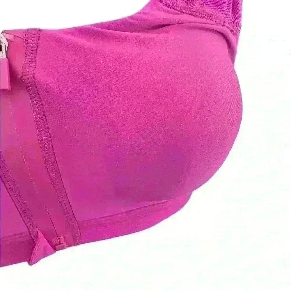 Womens Sports Bra by‎ Half Moon Size L Purple Front Closure Zipper Racerback